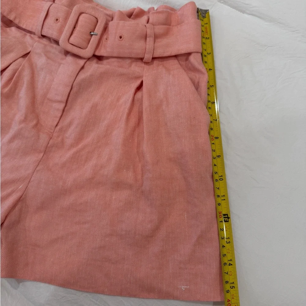 Veronica Beard Coral Linen Shorts with Belt - Picture 9 of 11